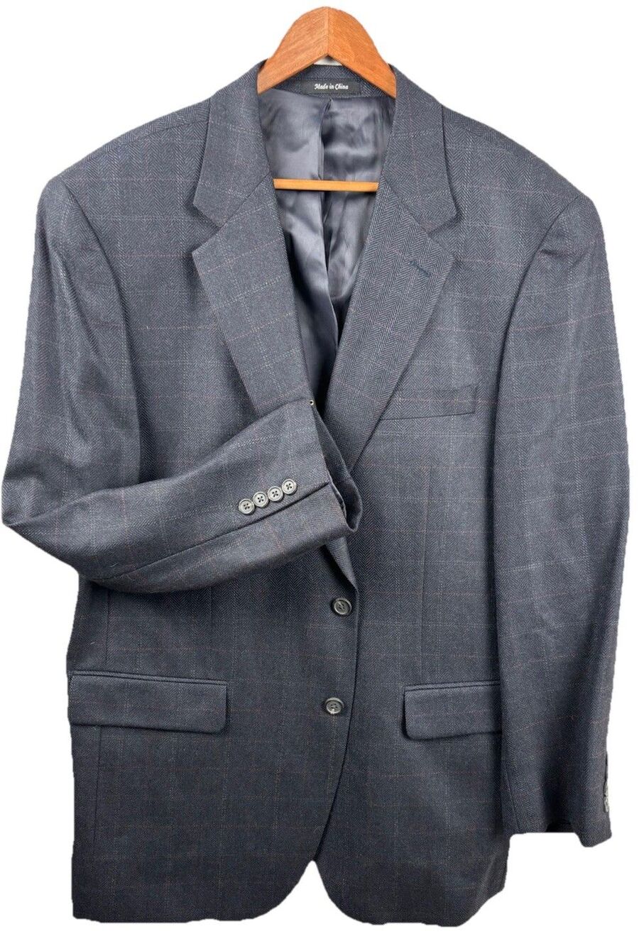 CHAPS Mens Dark Gray Herringbone Wool 2 Button Sport Coat Blazer Jacket SIZE 44R